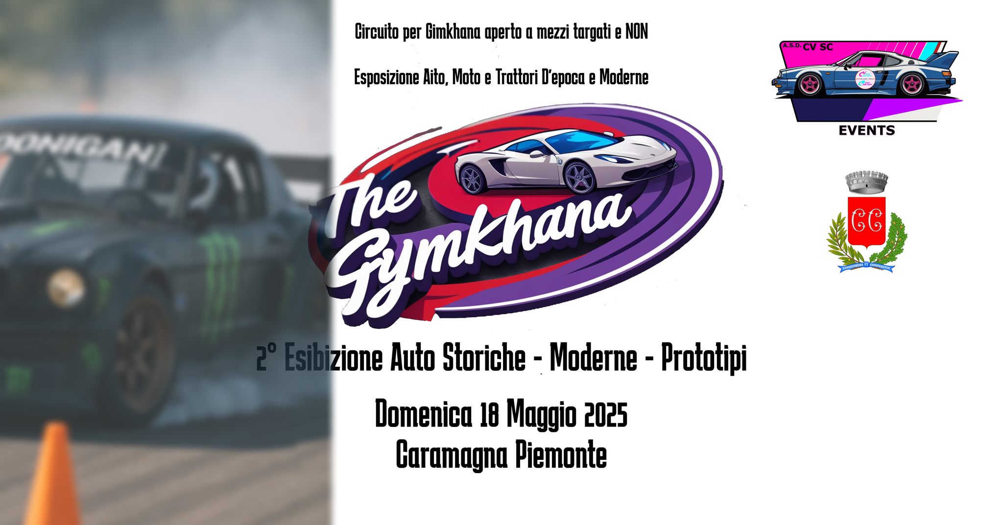 Locandina evento gimkhana Caramagna Piemonte